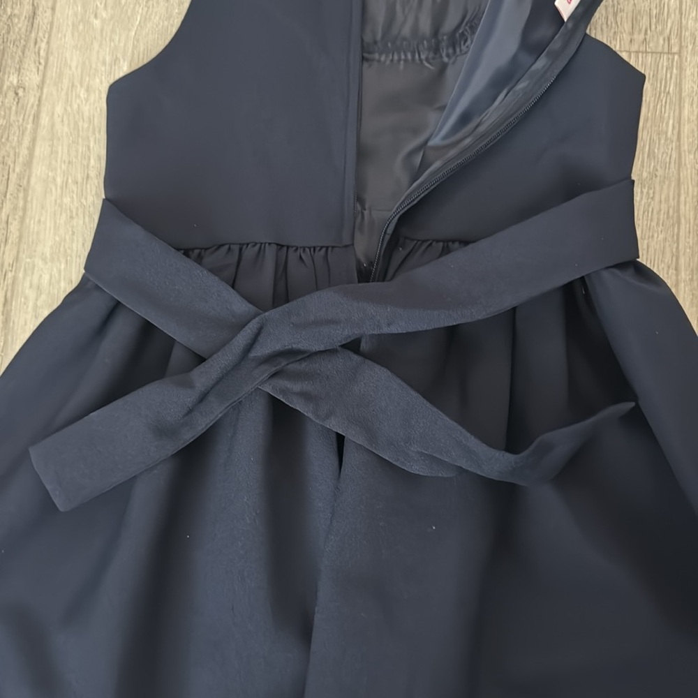 NWOT Jessica Ann Girls Navy & White Nautical Dress w/Zipper & Tie in Back Size 5 - Picture 7 of 7